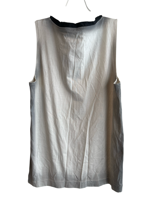 Prada Size L Gray Silk Round Neck Sleeveless Pintucks Gradient Top Gray / L
