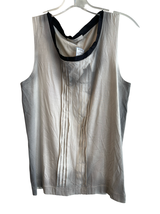 Prada Size L Gray Silk Round Neck Sleeveless Pintucks Gradient Top Gray / L