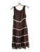 Suzi Chin Size 8 Brown & Cream Silk V Neck Sleeveless Tiered Lace Detail Dress Brown & Cream / 8