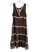 Suzi Chin Size 8 Brown & Cream Silk V Neck Sleeveless Tiered Lace Detail Dress Brown & Cream / 8
