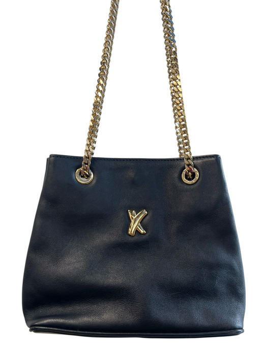 Paloma Picasso Black Leather Chain Strap Gold Tone Hardware Bag Black / S