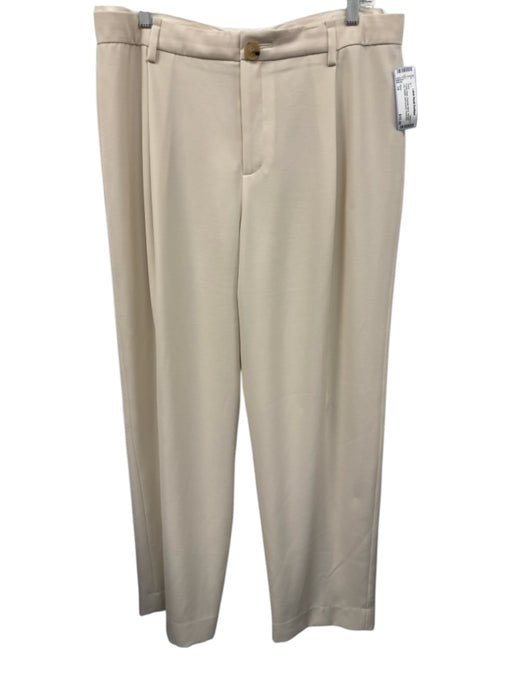Vince Size 14 Cream Beige Polyester Blend Straight Leg Pleated Pants Cream Beige / 14