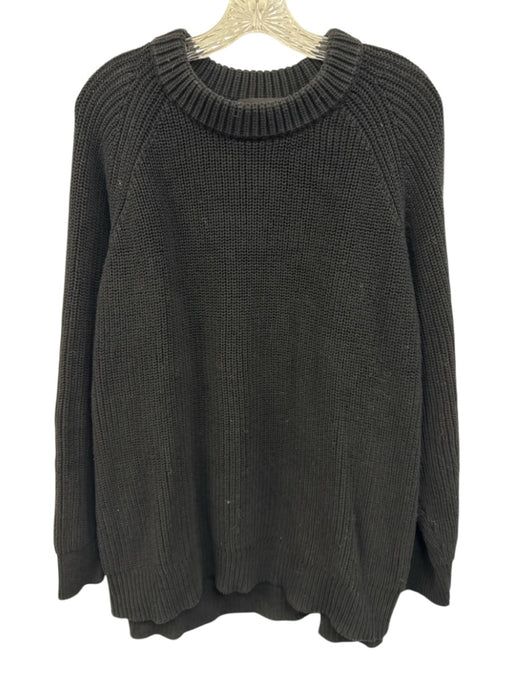 Jenni Kayne Size XXL Black Cotton Long Sleeve Fisherman Sweater Black / XXL