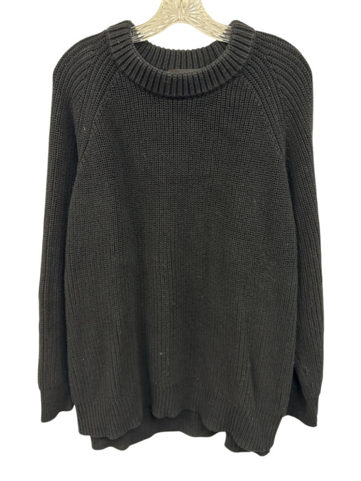 Jenni Kayne Size XXL Black Cotton Long Sleeve Fisherman Sweater Black / XXL