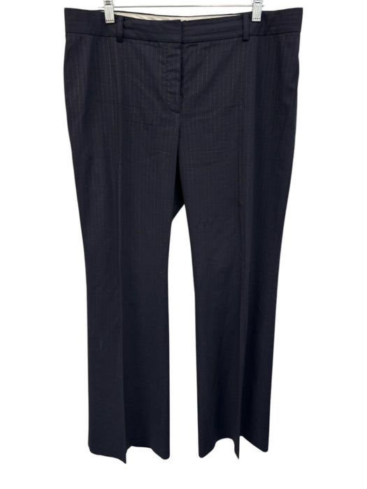 Elie Tahari Size L/XL Navy Blue Wool Blend Flap Pocket Pin Stripe Pant Set Navy Blue / L/XL