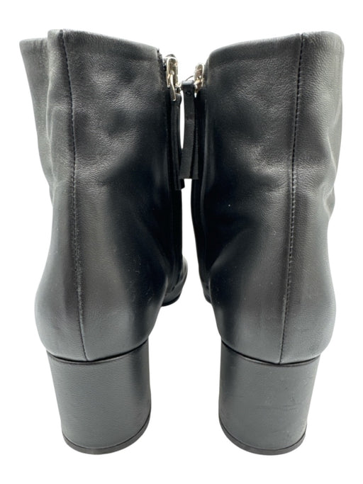Theory Shoe Size 41 Black Leather Side Zip Toe Cap Almond Toe Block heel Booties Black / 41