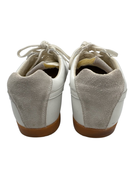 Gola Shoe Size 10 White & Taupe Leather Upper Round Toe Striped Sneakers White & Taupe / 10