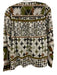 Cleobella Size M White, Brown & Green Cotton Printed Button Front V Neck Top White, Brown & Green / M