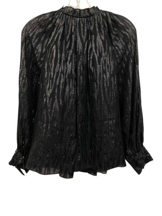 Rebecca Taylor Size 6 Black Silk Blend Metallic Accent Keyhole Front Top Black / 6