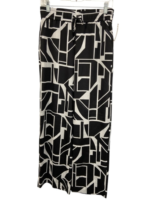 Karl Lagerfeld Size XS Black & White Polyester Elastic Waist Printed Pants Black & White / XS
