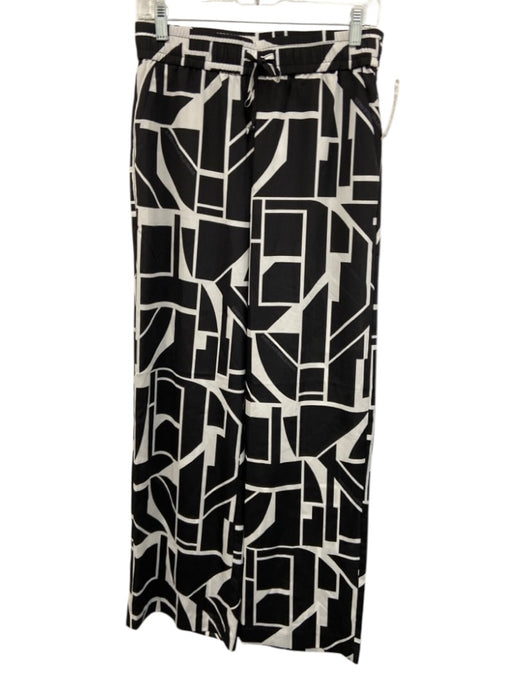 Karl Lagerfeld Size XS Black & White Polyester Elastic Waist Printed Pants Black & White / XS