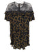Sandro Size 40 Black & Yellow Viscose Lace Butterflies Ruffle Short Sleeve Dress Black & Yellow / 40