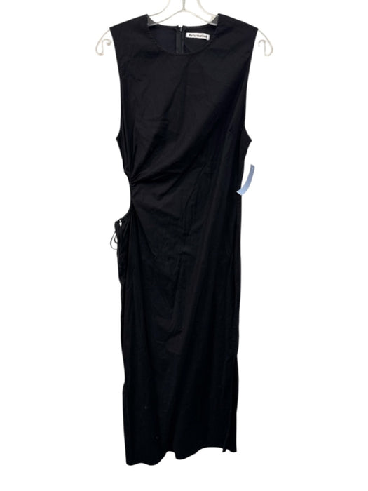 Reformation Size M Black Cut Out Drawstring Midi Dress Black / M