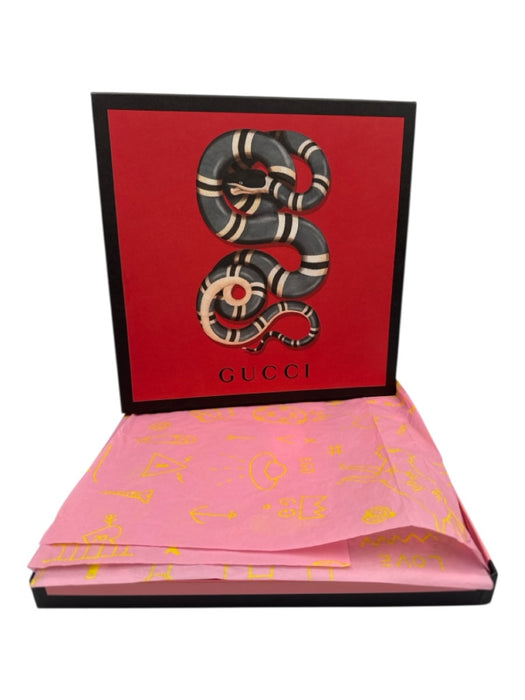 Gucci tan, black, multi Silk Gucci Ghost Print Rolled Edges Square scarf tan, black, multi