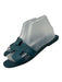 Hermes Shoe Size 39 Teal Blue Leather Logo Cut Out Slide Sandals Teal Blue / 39