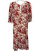 Reformation Size 10 Cream & Red Viscose Floral Short Puff Sleeve Midi Dress Cream & Red / 10