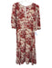 Reformation Size 10 Cream & Red Viscose Floral Short Puff Sleeve Midi Dress Cream & Red / 10