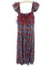 Love The Label Size M Red, Blue, Purple Cotton Shirred Floral Maxi Dress Red, Blue, Purple / M