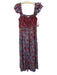 Love The Label Size M Red, Blue, Purple Cotton Shirred Floral Maxi Dress Red, Blue, Purple / M