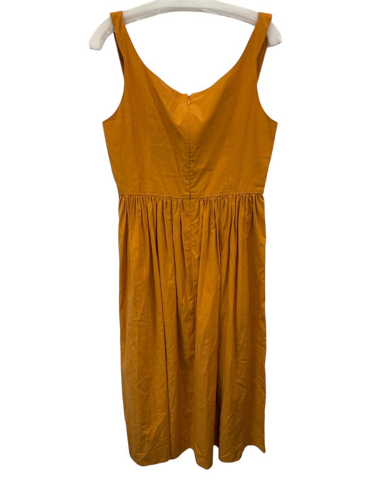 Rebecca Taylor Size L Marigold Orange Tencel Blend Pockets Gathered Waist Dress Marigold Orange / L