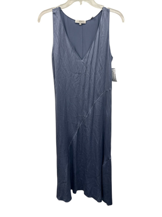 Vince Size M Blue Silk slip V Neck Midi Dress Blue / M