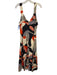 Cult Gaia Size M Gray, Cream, Red Linen Blend Stone Accent Abstract Midi Dress Gray, Cream, Red / M