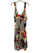 Cult Gaia Size M Gray, Cream, Red Linen Blend Stone Accent Abstract Midi Dress Gray, Cream, Red / M