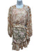 Zimmermann Size 4 / L Cream, Pink, Green Linen Cut Out floral & leaves Dress Cream, Pink, Green / 4 / L