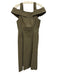 A.L.C. Size 8 Olive Green Linen Blend Button Down Foldover Midi Dress Olive Green / 8