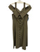 A.L.C. Size 8 Olive Green Linen Blend Button Down Foldover Midi Dress Olive Green / 8