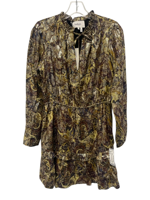 Ba&sh Size 4 Yellow, blue, red Viscose Blend Long Sleeve Paisley Dress Yellow, blue, red / 4