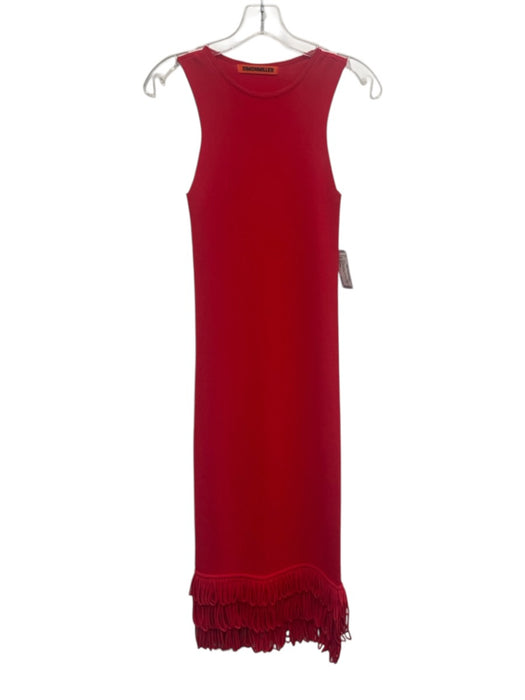 Simon Miller Size XS Red Viscose Blend Sleeveless Fringe Knit Maxi Dress Red / XS