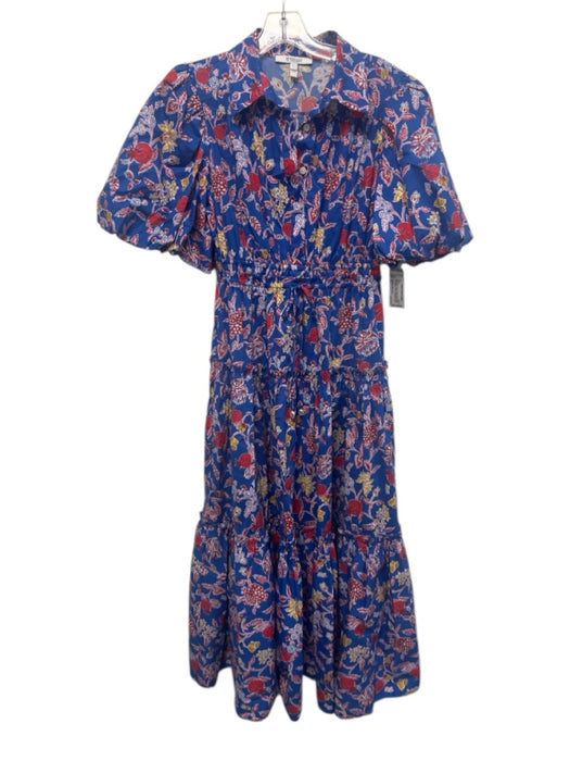 Derek Lam 10 Crosby Size 2 Blue, Red, Yellow Cotton Blend Floral Dress Blue, Red, Yellow / 2