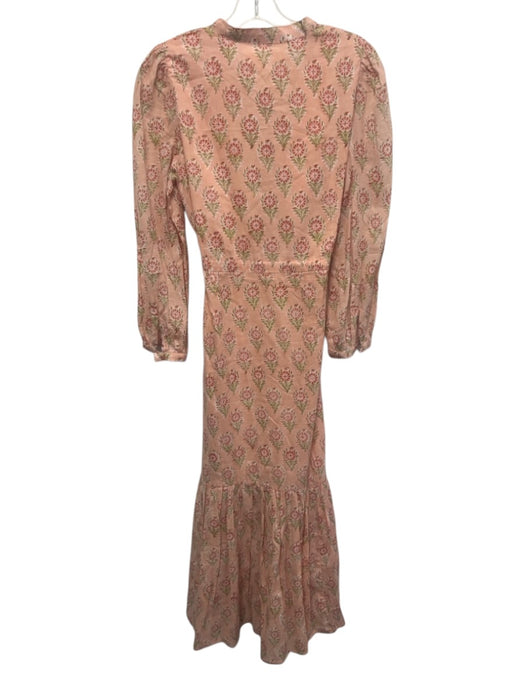 India Collection Emerson Fry Size Small Pink, Orange, Green Cotton Floral Dress Pink, Orange, Green / Small