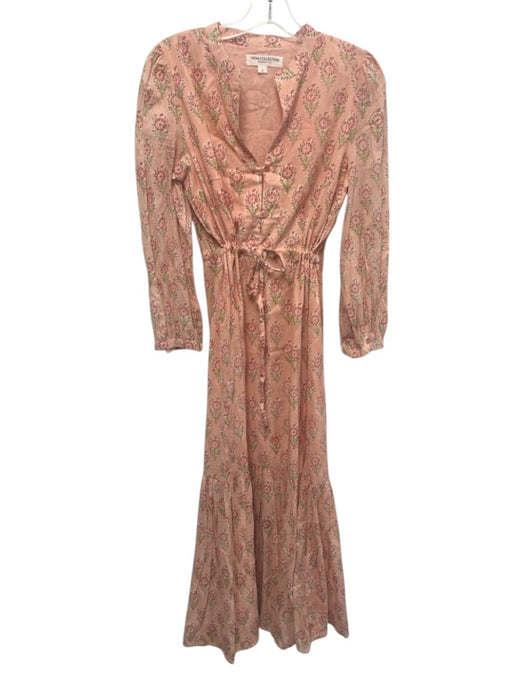 India Collection Emerson Fry Size Small Pink, Orange, Green Cotton Floral Dress Pink, Orange, Green / Small