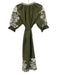 Julia Amory Size Small Green & White Cotton Short Puff Sleeve Split Neck Dress Green & White / Small