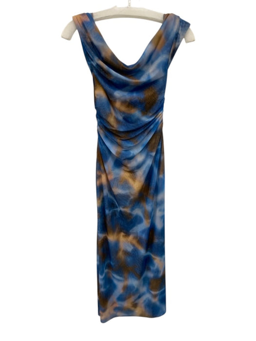 Significant Other Size 4 Blue, Yellow, Brown Polyester Blend Sleeveless Dress Blue, Yellow, Brown / 4