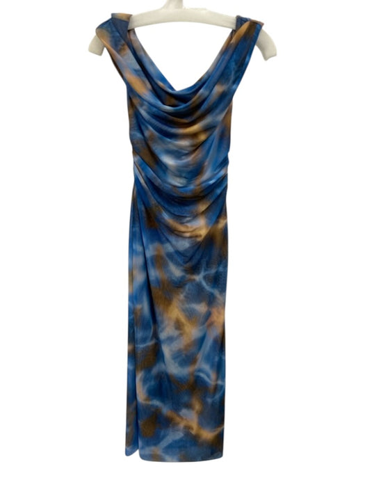 Significant Other Size 4 Blue, Yellow, Brown Polyester Blend Sleeveless Dress Blue, Yellow, Brown / 4