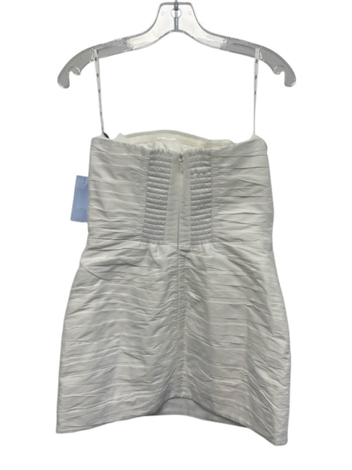 Aje. Size 10 White Polyester Strapless Pleated Ruffle Mini Dress White / 10