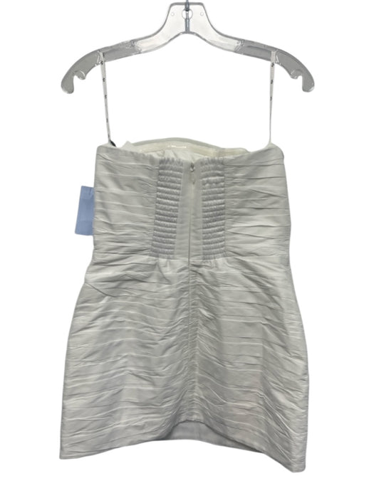Aje. Size 10 White Polyester Strapless Pleated Ruffle Mini Dress White / 10