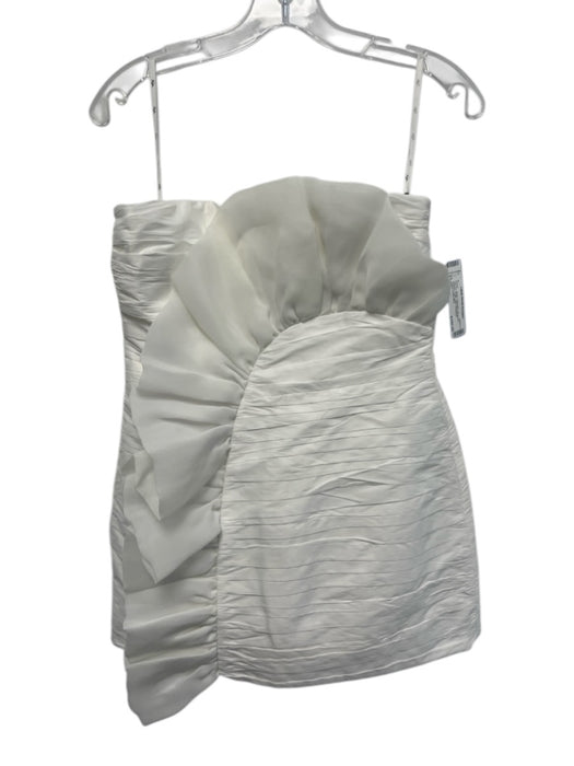 Aje. Size 10 White Polyester Strapless Pleated Ruffle Mini Dress White / 10
