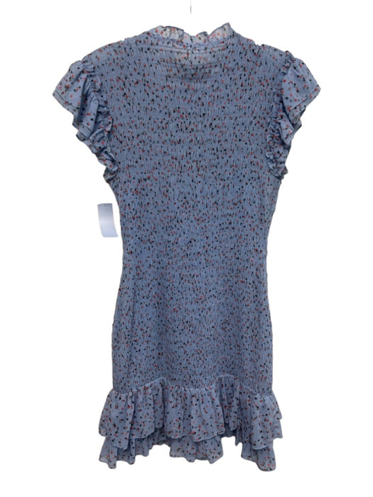 Veronica Beard Size 0 Blue, Red, Black Polyester Shirred Floral Mini Dress Blue, Red, Black / 0