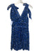 Ulla Johnson Size 2 Blue, Black, White Silk Blend Tie Straps V Neck Mini Dress Blue, Black, White / 2