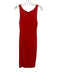 Reformation Size 4 Red Orange Viscose Blend Scoop Neck Side Slit Midi Dress Red Orange / 4