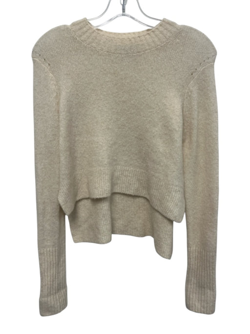 ALLSAINTS Size XS Cream Wool Blend Ribbed Trim High Low Hem Sweater Cream / XS