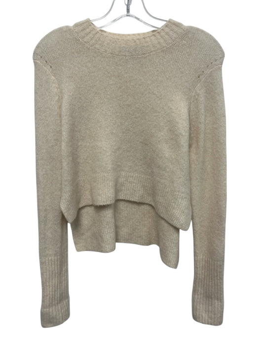 ALLSAINTS Size XS Cream Wool Blend Ribbed Trim High Low Hem Sweater Cream / XS