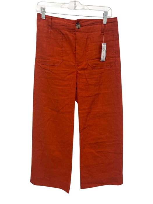 Maeve Size 28 Orange Viscose Blend Contrast Stitch High Rise Crop Wide Leg Pants Orange / 28