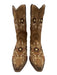 Ann Mashburn Shoe Size 39 Brown, cream, pink Leather Embroidered Floral Boots Brown, cream, pink / 39