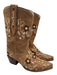 Ann Mashburn Shoe Size 39 Brown, cream, pink Leather Embroidered Floral Boots Brown, cream, pink / 39