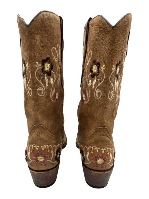 Ann Mashburn Shoe Size 39 Brown, cream, pink Leather Embroidered Floral Boots Brown, cream, pink / 39